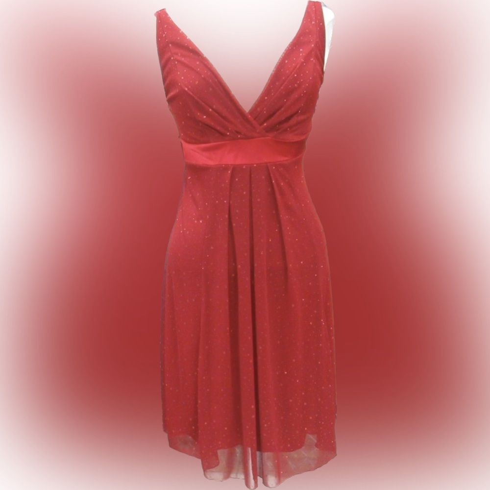 Medium Ruby Rox Size Small Red Sparkle Shiny Sleeveless Knee Length Dress